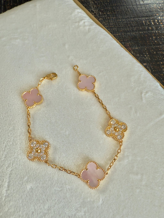 Pink Sparkle Clover Bracelet