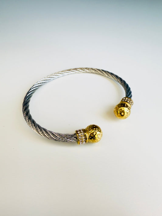 Cable Wire Ball Cuff Bracelet