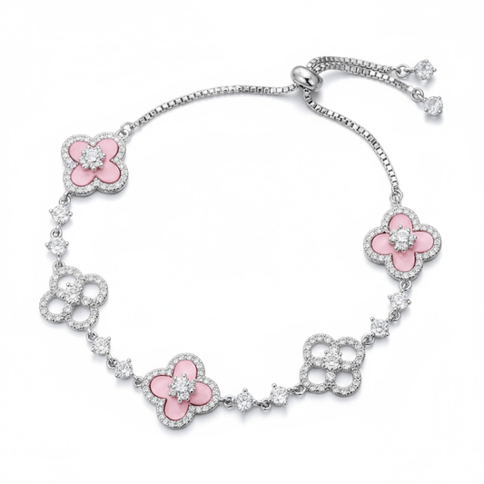 Pink Sparkle Clover Bracelet