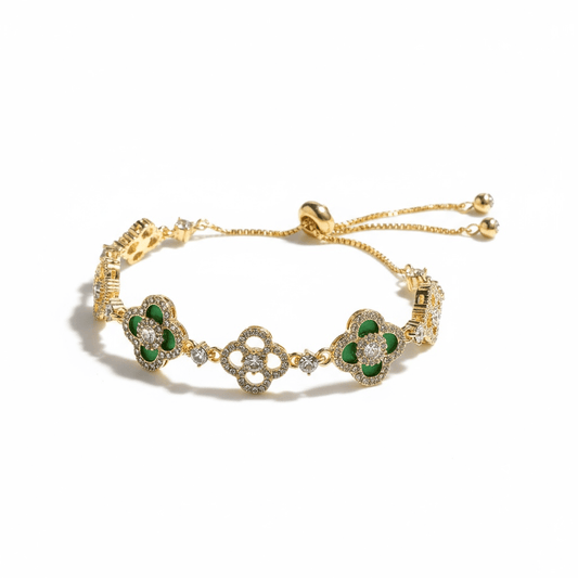 Green Sparkle Clover Bracelet